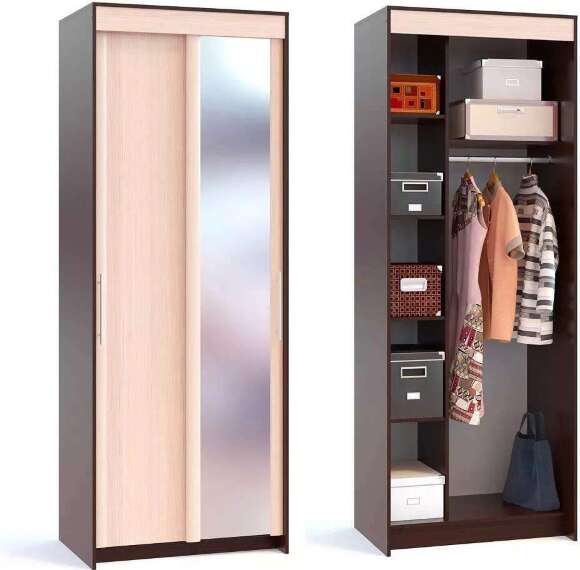 Шкаф-купе Контур ШР-96.2 с зеркалом Венге/ Беленый дуб Шкаф-купе Контур ШР-96.2 с зеркалом Венге/ Беленый дуб