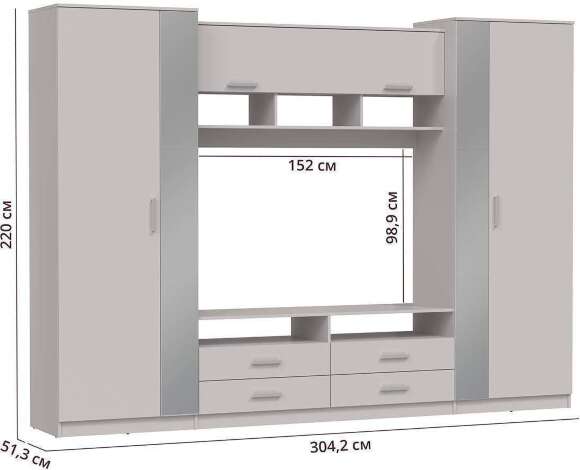 91.01 Вена шкаф многоцелевой Белый / Кашемир 91.01 Вена шкаф многоцелевой Белый / Кашемир