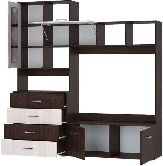 Гостиная Белла, венге/ясень белый. Комплект 2