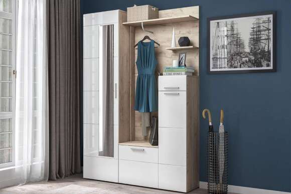 Шкаф многоцелевого назначения Лайн 10.16 Н, Дуб серый, Белый Шкаф многоцелевого назначения Лайн 10.16 Н, Дуб серый, Белый