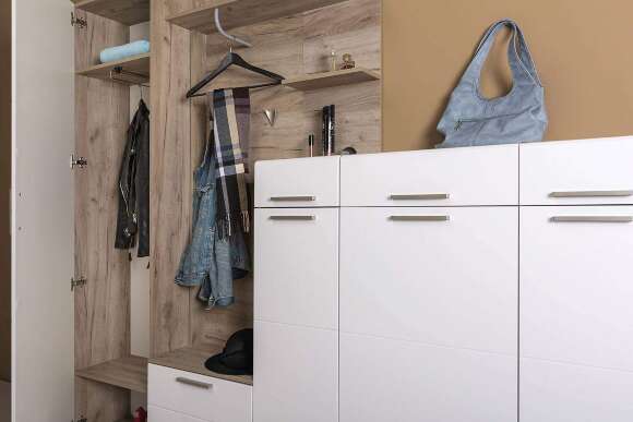 Шкаф многоцелевого назначения Лайн 10.16 Н, Дуб серый, Белый Шкаф многоцелевого назначения Лайн 10.16 Н, Дуб серый, Белый