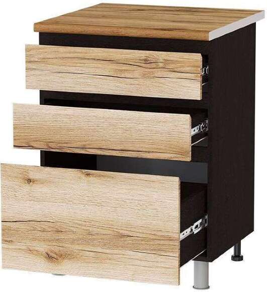 Шкаф напольный с ящиками Плейона П6Р3, венге/дуб делано