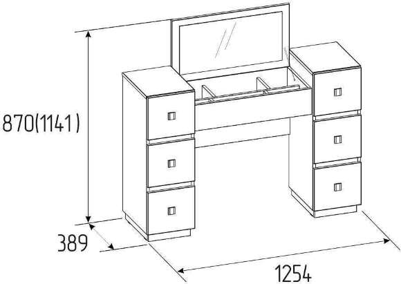 Столик туалетный с зеркалом Neo 43 (Глазов) Дуб Шавиниган