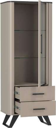 Фиделия шкаф витрина 76.02 серый камень / мрамор черный Фиделия шкаф витрина 76.02 серый камень / мрамор черный