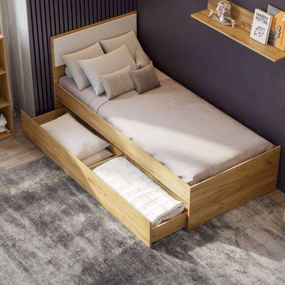 Кровать 90х200 с основанием и выкатным ящиком Милан Кровать 90х200 с основанием и выкатным ящиком Милан