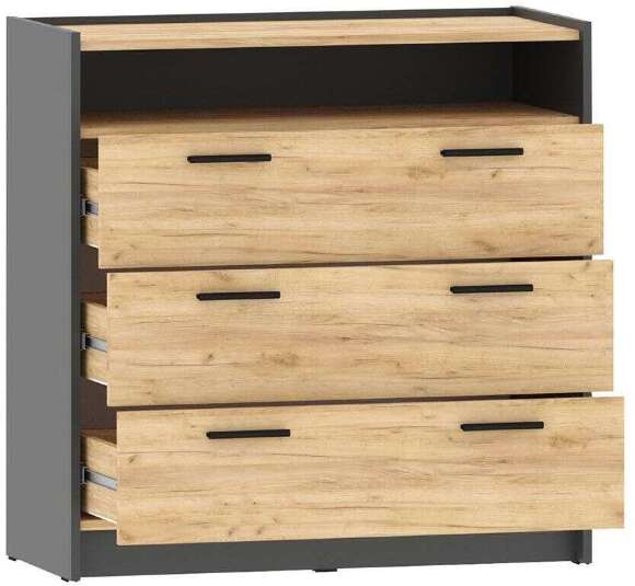 НМ 011.04 Комод Оттавия Антрацит/Дуб золотой