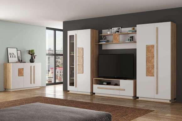 Шкаф для одежды Дора 30.01-02 дуб сонома/белый глянец