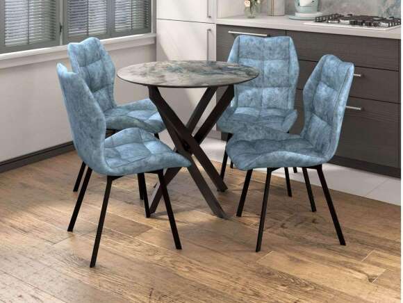 Столовая группа Рим-Монако СМ-7 ноги прямоугольные черные