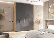 Шкаф Ирис с антресолью (1800), Браш Графит, Дуб Крафт