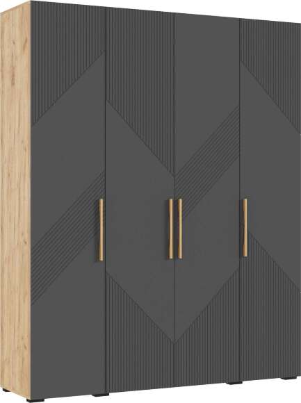 Шкаф Ирис с антресолью (1800), Браш Графит, Дуб Крафт