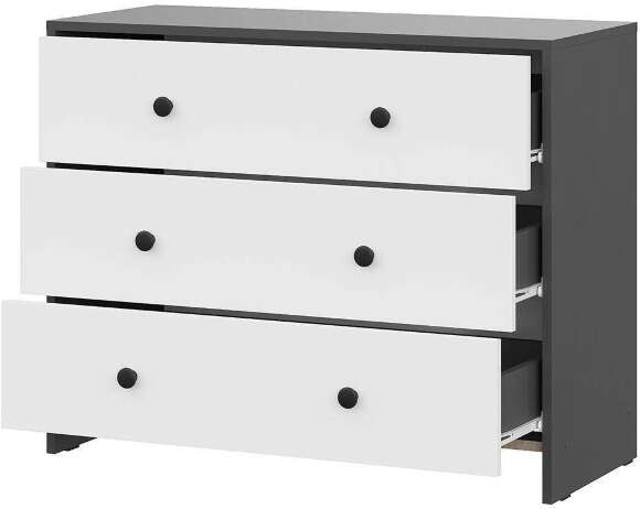 Дольче комод 3 ящика / Графит/Белый