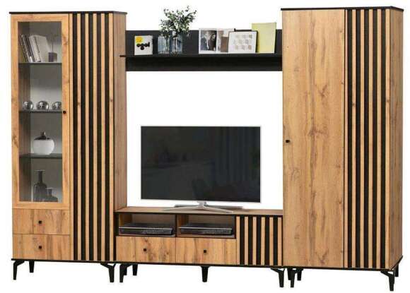 Шкаф для одежды Либерти 51.01 (опора h150) Дуб вотан/Черный Шкаф для одежды Либерти 51.01 (опора h150) Дуб вотан/Черный