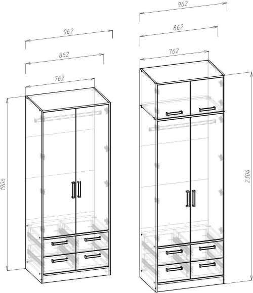 Шкаф Лена (2ШЯ), Дуб сонома, белый