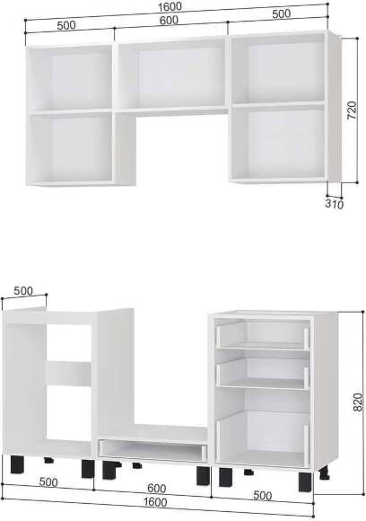 Кухня Сканди 1.6 (БТС) Бетон Пайн светлый