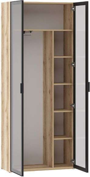 200.03 шкаф для одежды (витрина) Арден Дуб Делано / черный