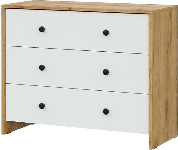 Дольче комод 3 ящика / Дуб золотой/Белый Дольче комод 3 ящика / Дуб золотой/Белый