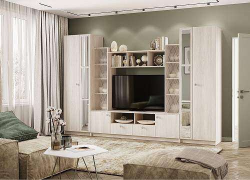 Мини-стенка в гостиную Зарина ЦС-01 (БТС) Ясень белый Мини-стенка в гостиную Зарина ЦС-01 (БТС) Ясень белый