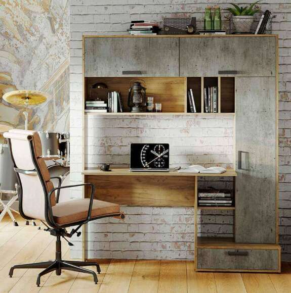 Стол письменный Техно, крафт/цемент