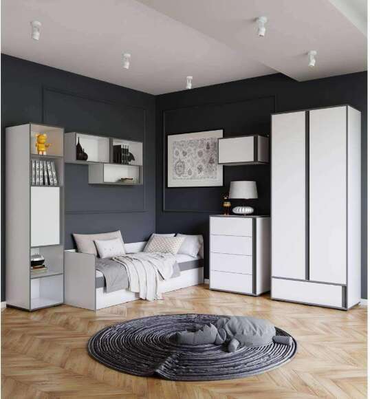 Комод Асцелла, Белый, Графит серый Комод Асцелла, Белый, Графит серый