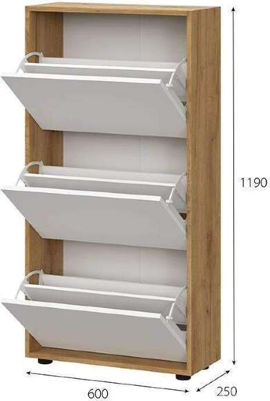 Обувница ОБ 4, Дуб золотой, Белый шагрень, Белый