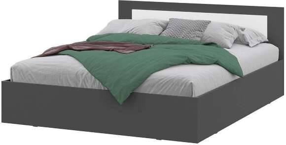 Дольче кровать двойная 1,6 настил лайт ДСП / Графит/Белый Дольче кровать двойная 1,6 настил лайт ДСП / Графит/Белый