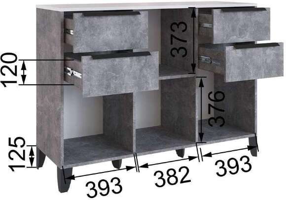 Комод Малави, Ателье светлое, Белый глянец Комод Малави, Ателье светлое, Белый глянец