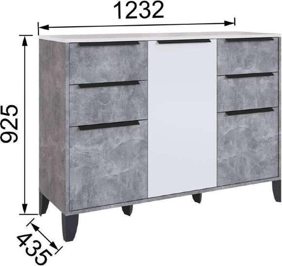 Комод Малави, Ателье светлое, Белый глянец Комод Малави, Ателье светлое, Белый глянец