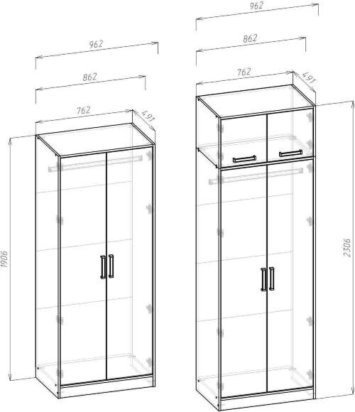 Шкаф Лена 2Ш, Дуб сонома, белый