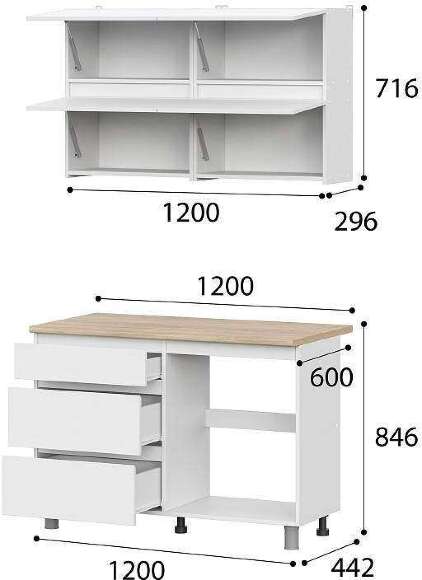 Кухня Токио 1.2 Комплект (Белый текстурный)