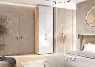 Шкаф Ирис с антресолью (900), Браш Вайт, Дуб Крафт