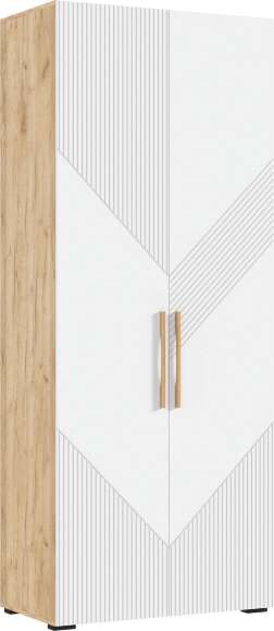 Шкаф Ирис с антресолью (900), Браш Вайт, Дуб Крафт