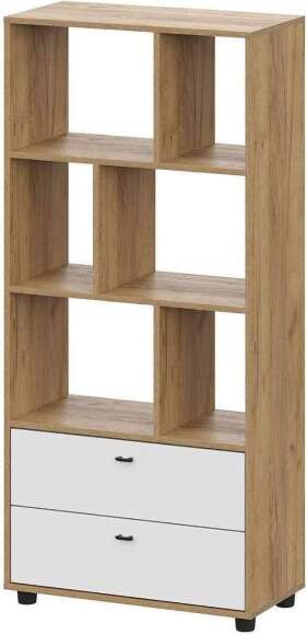 Стеллаж Милан дуб золотой / белый матовый