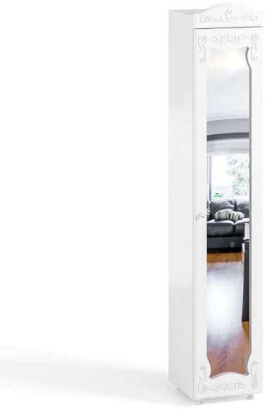 Шкаф-пенал 1дв. (гл.410) с зеркалом Италия ИТ-29 белое дерево Шкаф-пенал 1дв. (гл.410) с зеркалом Италия ИТ-29 белое дерево