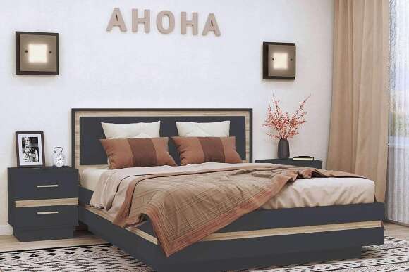 Кровать с основанием 1800 Анона, антрацит