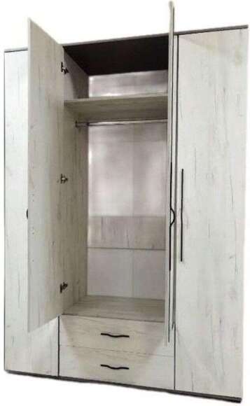 Бастион Шкаф четырехдверный Дуб Крафт белый / Серый шифер