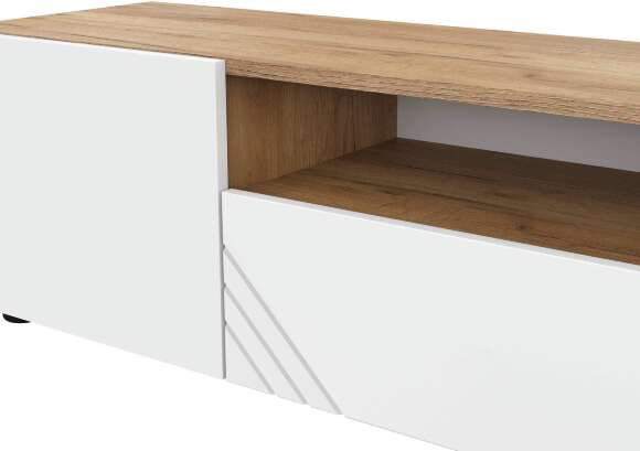 Тумба для ТВ Байкал, Дуб золотой, Белый матовый