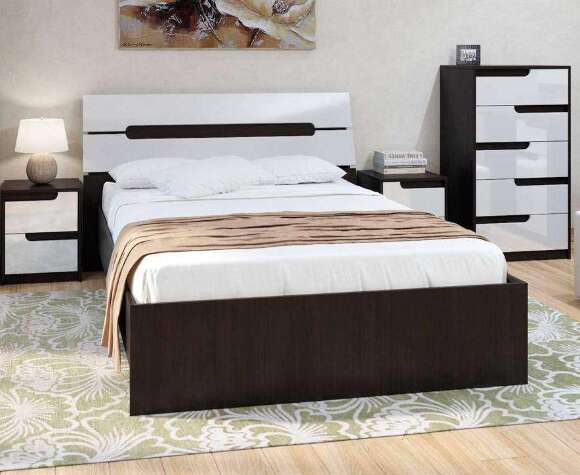 Кровать 160х200 с настилом из ЛДСП Гавана ТЭКС (Акрил Белый) Кровать 160х200 с настилом из ЛДСП Гавана ТЭКС (Акрил Белый)