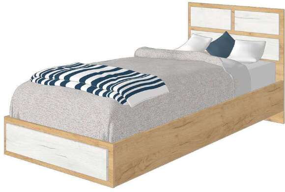 Кровать 80х200 Зара с проложками ДСП (Крафт золотой / Крафт белый)