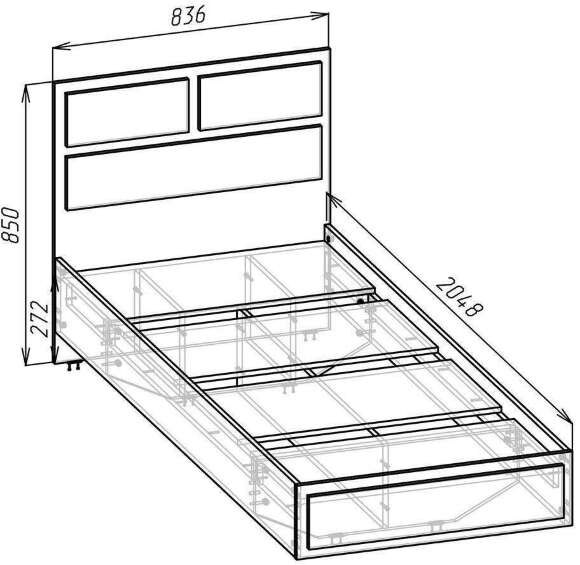 Кровать 80х200 Зара с проложками ДСП (Крафт золотой / Крафт белый)