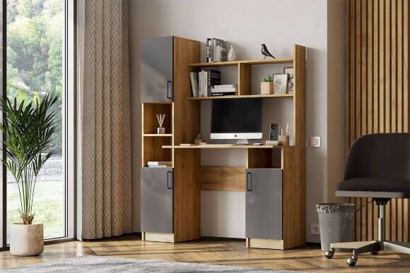 Стол компьютерный СТК 13, Дуб Золотой, Графит