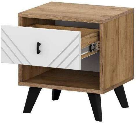 Тумба прикроватная Байкал, Дуб золотой, Белый матовый