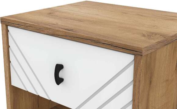 Тумба прикроватная Байкал, Дуб золотой, Белый матовый