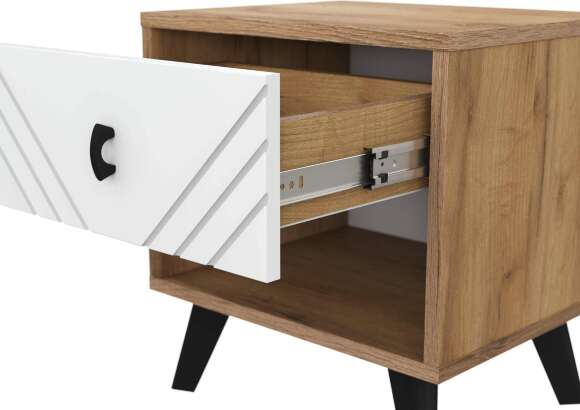 Тумба прикроватная Байкал, Дуб золотой, Белый матовый