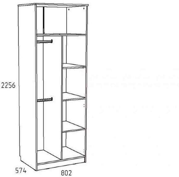 Шкаф для одежды НМ 014.07 «Фанк» Дуб сонома/белый скандинавский Шкаф для одежды НМ 014.07 «Фанк» Дуб сонома/белый скандинавский