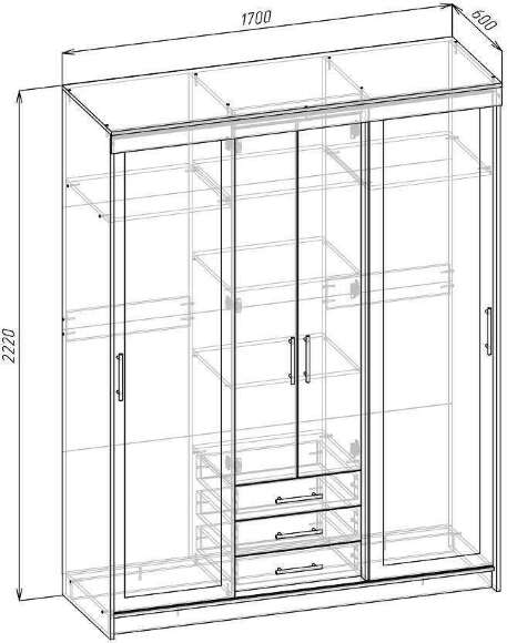 Шкаф-купе Фортуна (1,7), Венге, дуб молочный