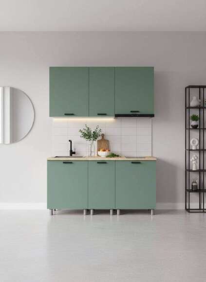 МК Аленушка Н 400 Орешник, Матовая Мята, скоба черный (со столешницей) МК Аленушка Н 400 Орешник, Матовая Мята, скоба черный (со столешницей)