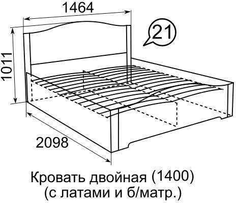 Кровать 140х200 Виктория 21 (Ижмебель) с латами