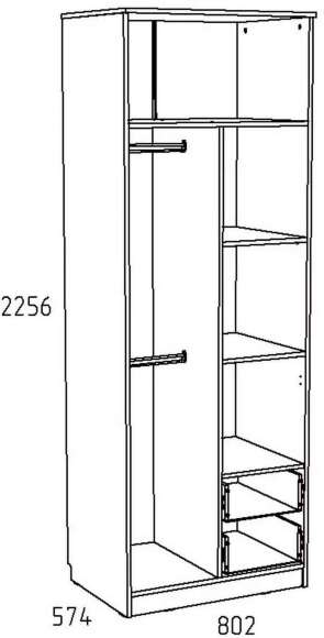 Шкаф для одежды НМ 014.07 с ящиками «Фанк» Дуб сонома/белый скандинавский Шкаф для одежды НМ 014.07 с ящиками «Фанк» Дуб сонома/белый скандинавский