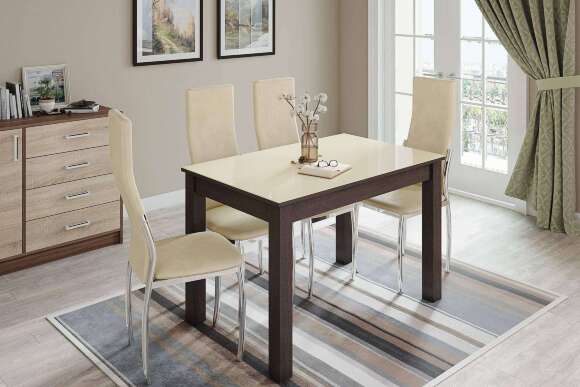 Стол обеденный Норман 60, венге/лакобель ваниль Стол обеденный Норман 60, венге/лакобель ваниль