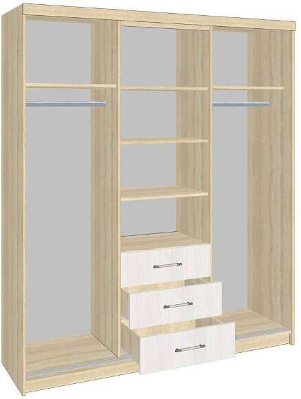 Шкаф-купе Фортуна (1,7), Дубсонома,Ясень анкор светлый Шкаф-купе Фортуна (1,7), Дубсонома,Ясень анкор светлый